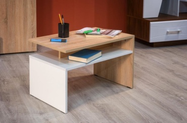 Журнальный столик TechnoMebel Мираж, 90х50x50 см, белый, светло-коричневый