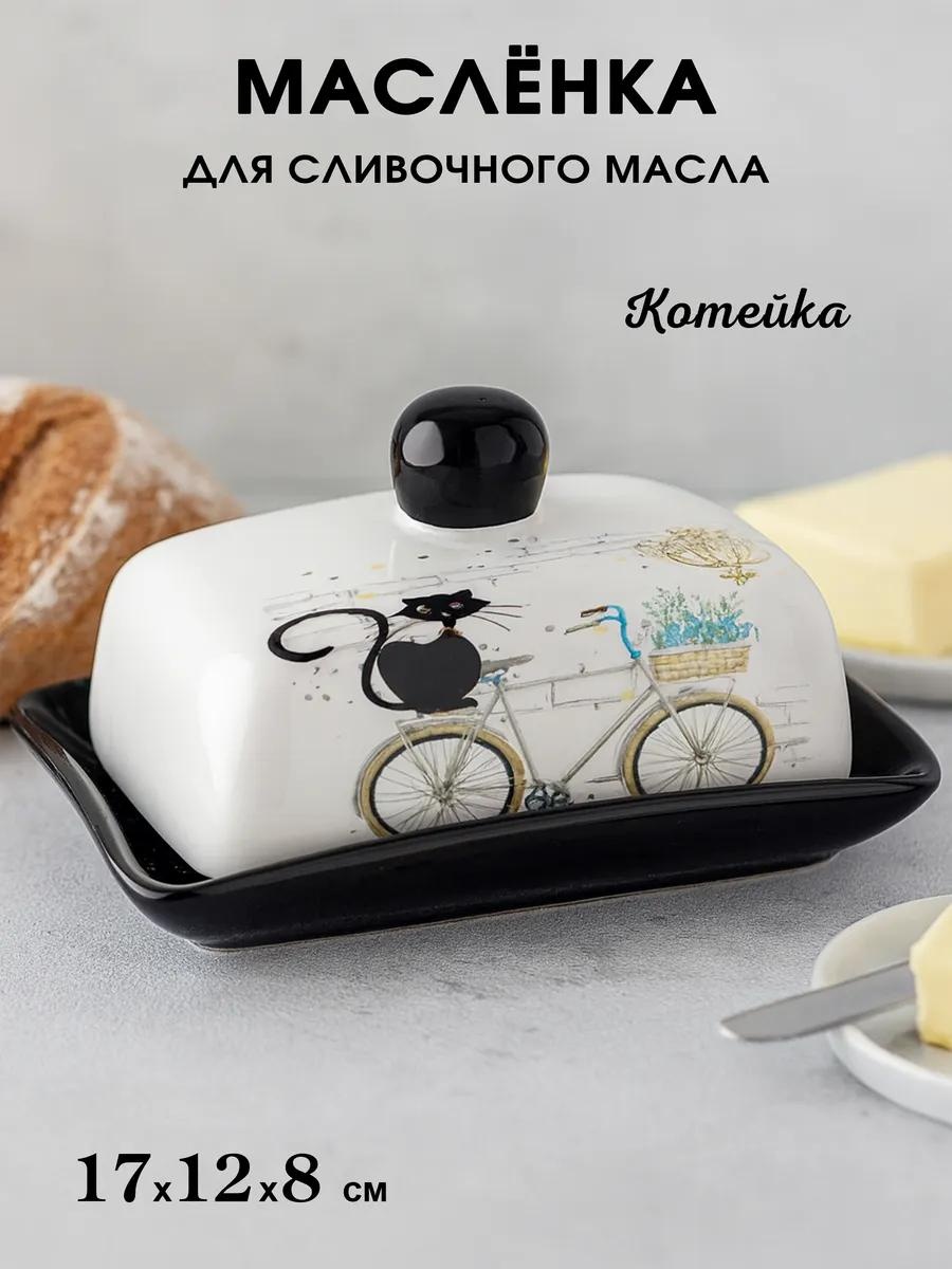 Масленка 824-128-Котейка-новый 30216041 прямоугольная 1 шт, керамика