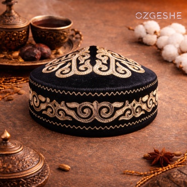 Тюбетейка OZGESHE размер 58, черный, коричневый
