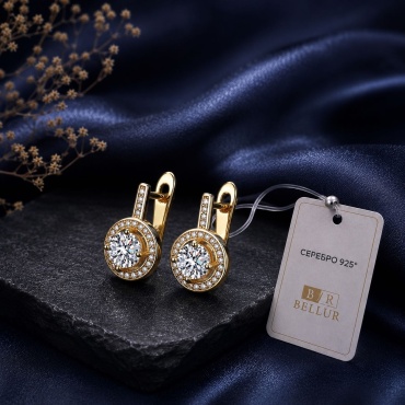 Серьги Bellur Luxury Glow вес 4.16 г серебро, фианит