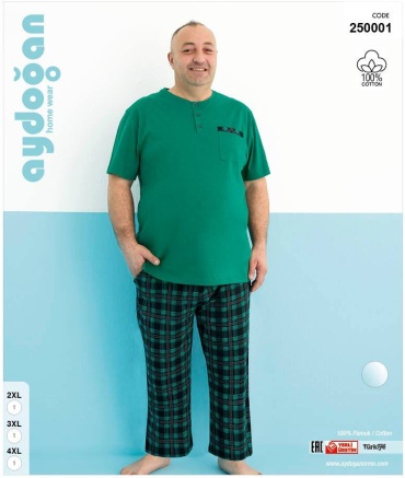 Пижама Aydogan черный, зеленый