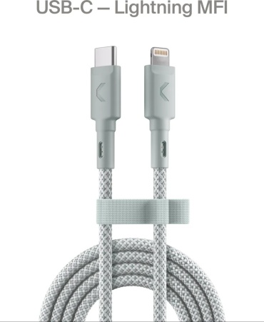 Кабель Commo USB TypeC (F), Lightning (F), 2.2 м, Range Cable серый