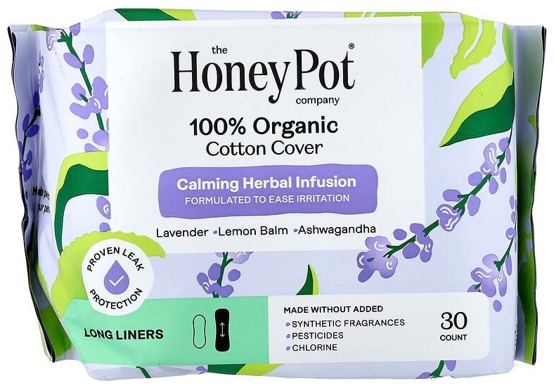 The Honey Pot Company прокладки органический успокаивающий травяной настой, длинные капсулы, 30 шт. 30 шт