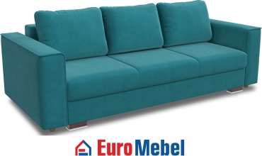 Диван Euromebel Атлант 2, 240х110 см, обивка велюр, бирюзовый