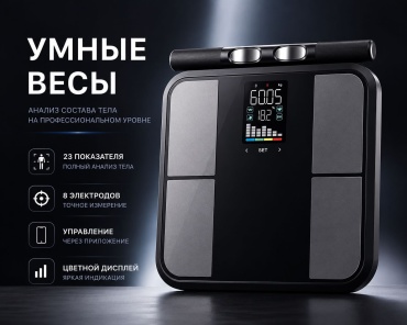 Напольные весы электронные Умные диагностические анализатор состава тела 8 электродов Bluetooth до 180 кг