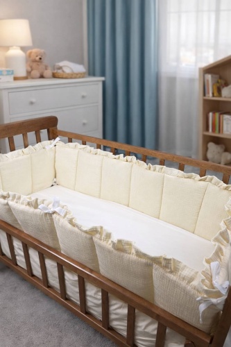 Бортики LAVbaby Textile Milky Cloud, муслин, молочный