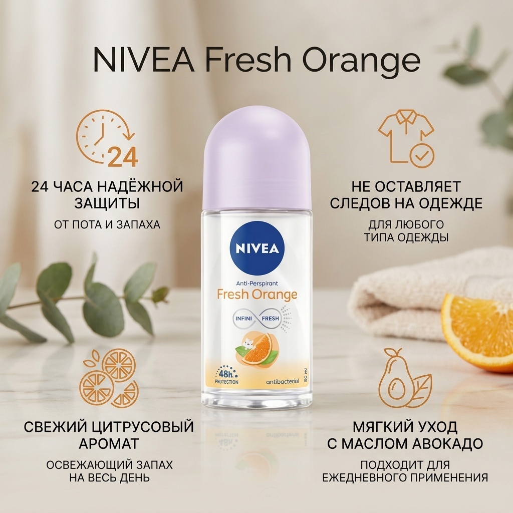 NIVEA Fresh Orange антиперспирант для женщин 50 мл