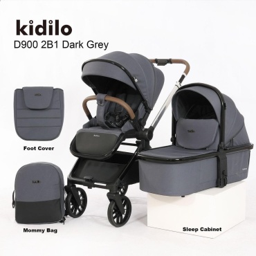 Коляска универсальная 2 в 1 Kidilo D900, серый