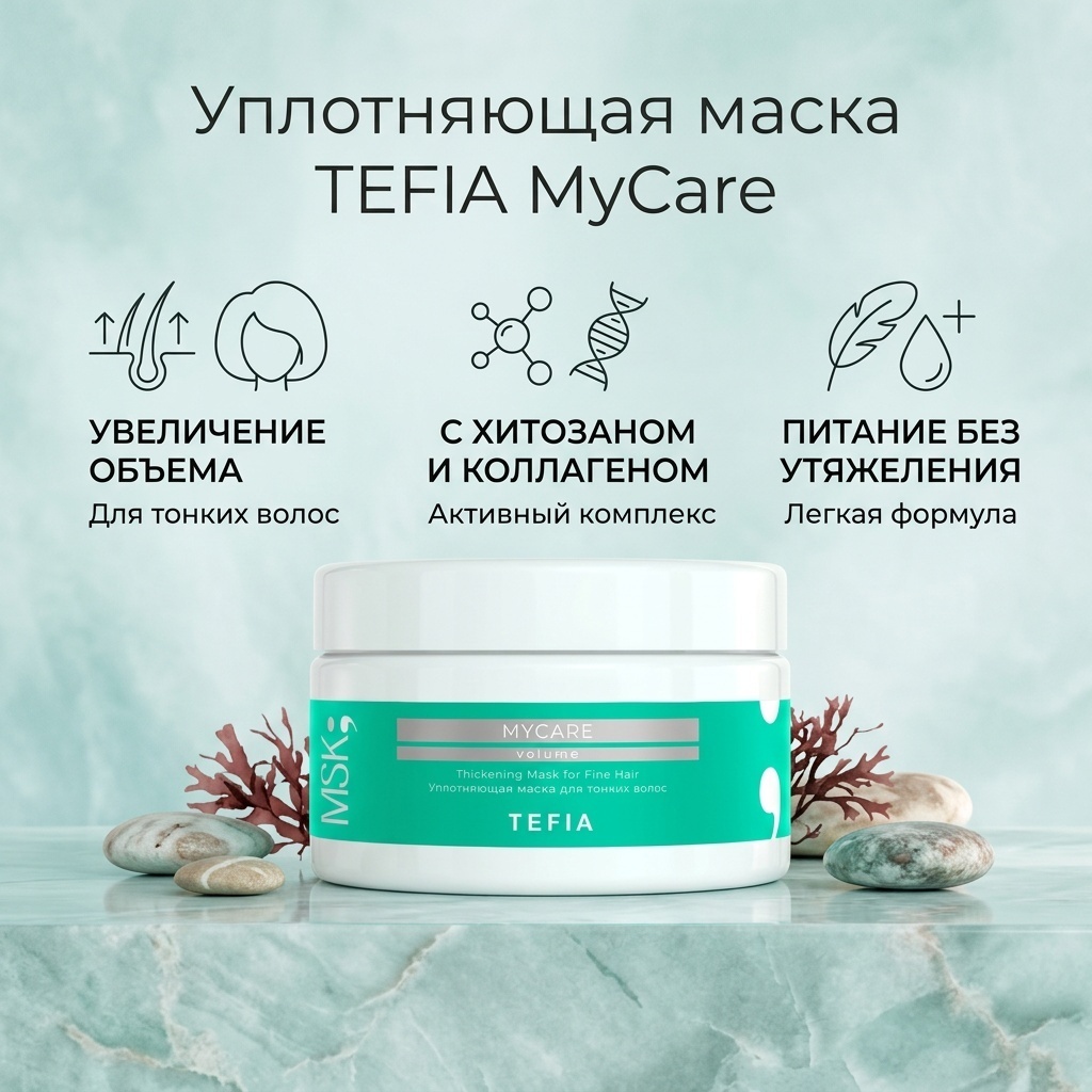 TEFIA маска MYCARE VOLUME Уплотняющая маска для тонких волос 250 мл