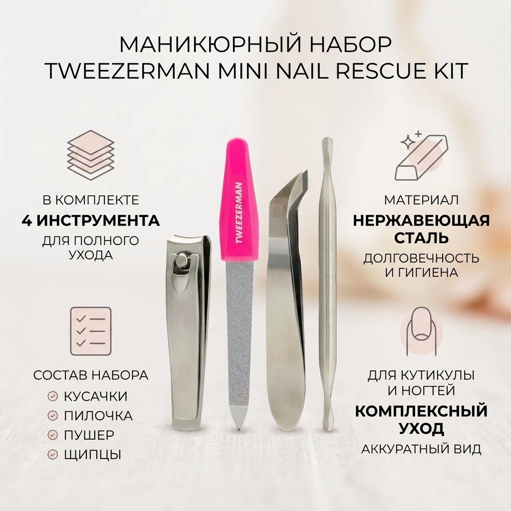 Tweezerman набор маникюрных инструментов 4 шт