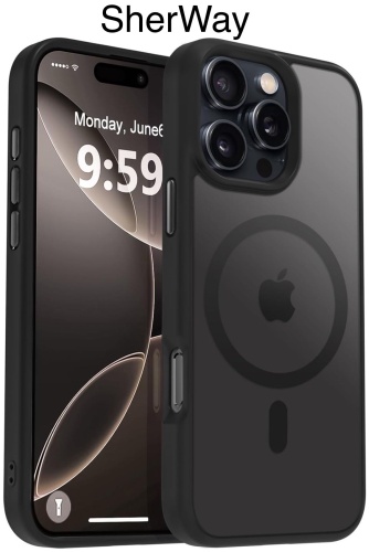Чехол SherWay для Apple iPhone 16 Pro темно-прозрачный