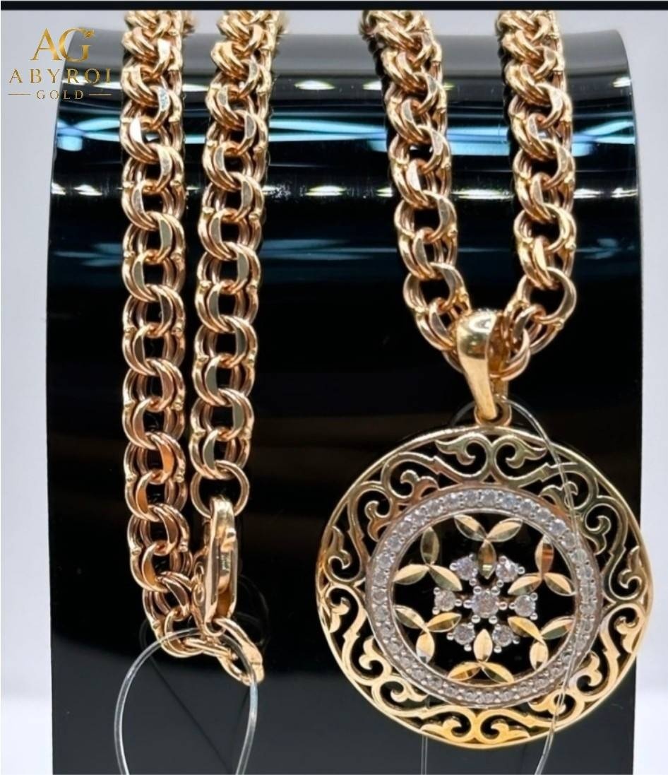 Колье ABYROI GOLD 0409 длина 55 см вес 8.61 г золото, фианит