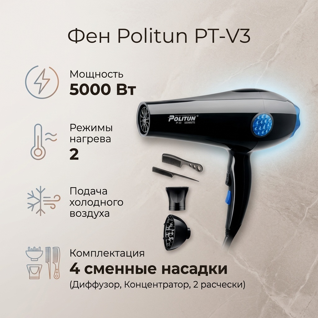 Politun PT-V3 фен черный