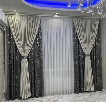 Комплект Monika 500x280 см 5 шт, сетка, велюр, бархат, белый, молочный, темно - серый