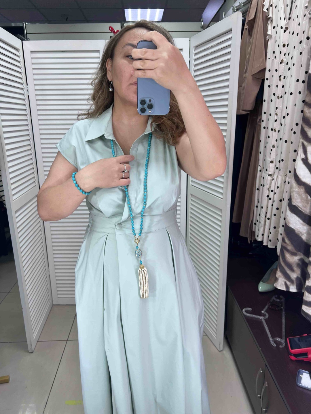 Платье с запахом мятный