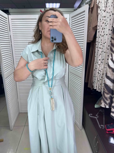 Платье с запахом мятный