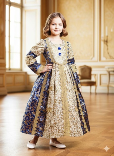 Карнавальный костюм Fashion collection Королева синий, золотистый