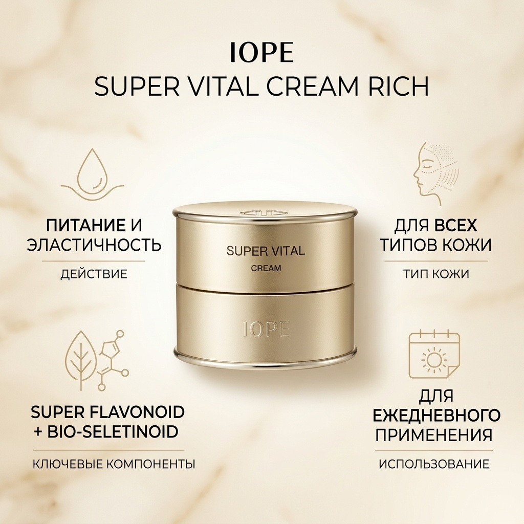 IOPE крем Super vital cream rich для лица 50 мл