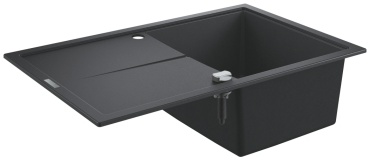 Кухонная мойка Grohe K400 50х78х20.5 см, искусственный камень, тон черный гранит