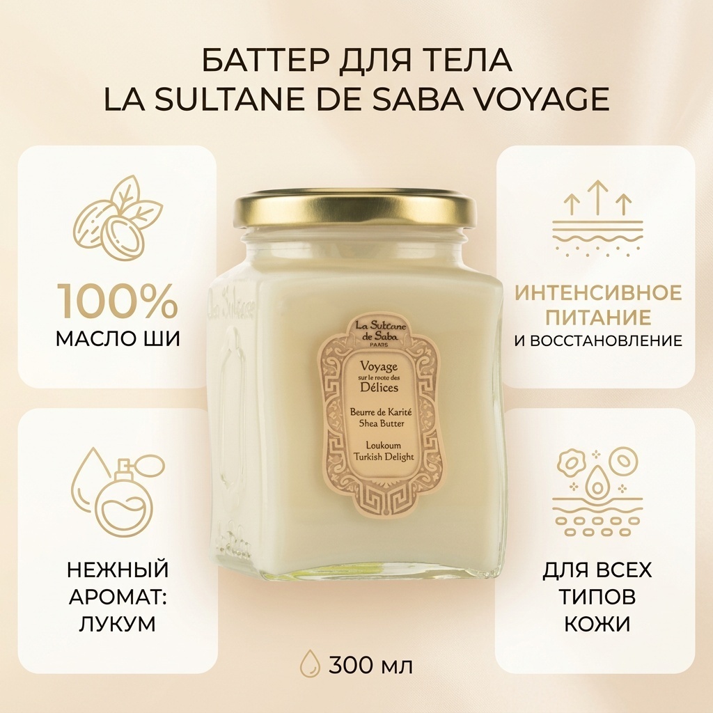 La Sultane de Saba Voyage sur la Route des Delices Loukoum Shea Butter масло-баттер для тела 300 мл