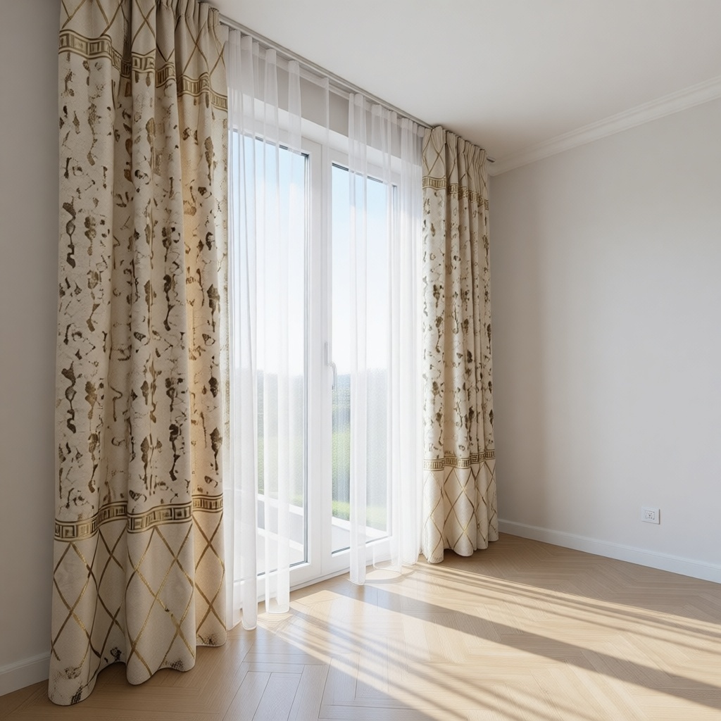 Комплект Dimar 150x295 см 3 шт, велюр, айвори