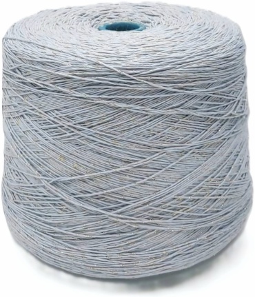 Бобина ProFil 100% хлопок, COTTON 9/39 (96) серо-голубой с золотистым люрексом 430 м 100 г