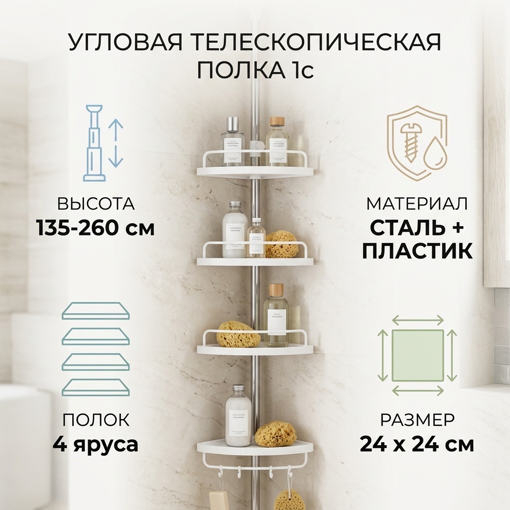 Стойка 1с 1 шт, пластик, нержавеющая сталь