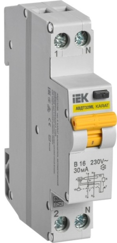 Дифференциальный автомат IEK B 16 30 мА класс A