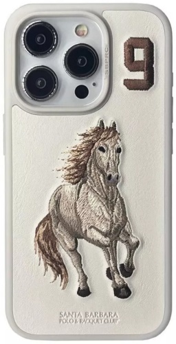 Чехол Santa Barbara Polo & Racquet Club для Apple iPhone 15 Pro Max белый