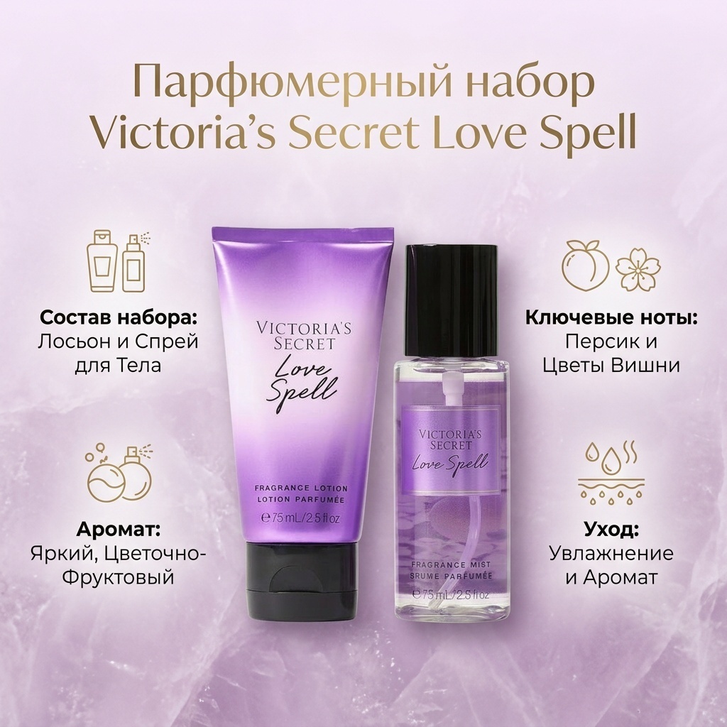 Victoria’s Secret Love Spell Gift Set парфюмерный набор 75 мл, для женщин