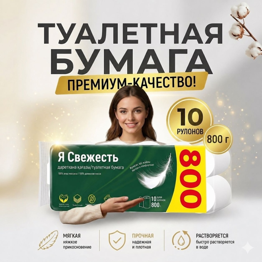 Я свежесть туалетная бумага 5-слойный 10 шт, первичная целлюлоза
