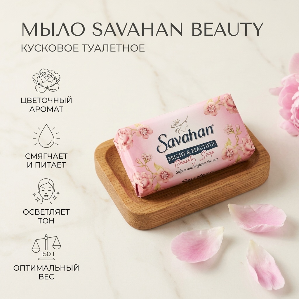 Кусковое мыло туалетное Savahan Beauty Цветочный 1 шт
