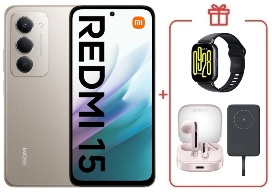 Смартфон Xiaomi Redmi 15 8 ГБ/256 ГБ серый + подарки