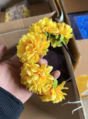Ободок с цветами размер универсальный, 1 шт