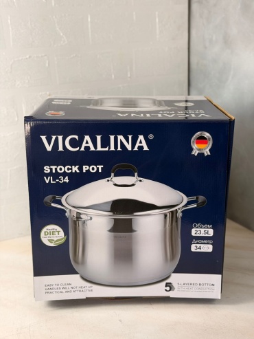 Кастрюля 20.5 л, Vicalina STOCK POT VL-34 нержавеющая сталь