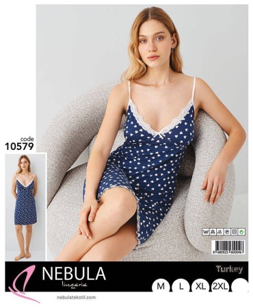 Ночная сорочка Nebula Lingerie синий, белый