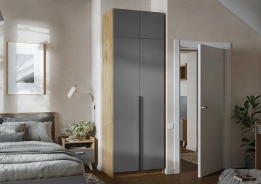 Распашной шкаф Aiba Mebel Классик – 4, 80x200х55 см, серый, коричневый