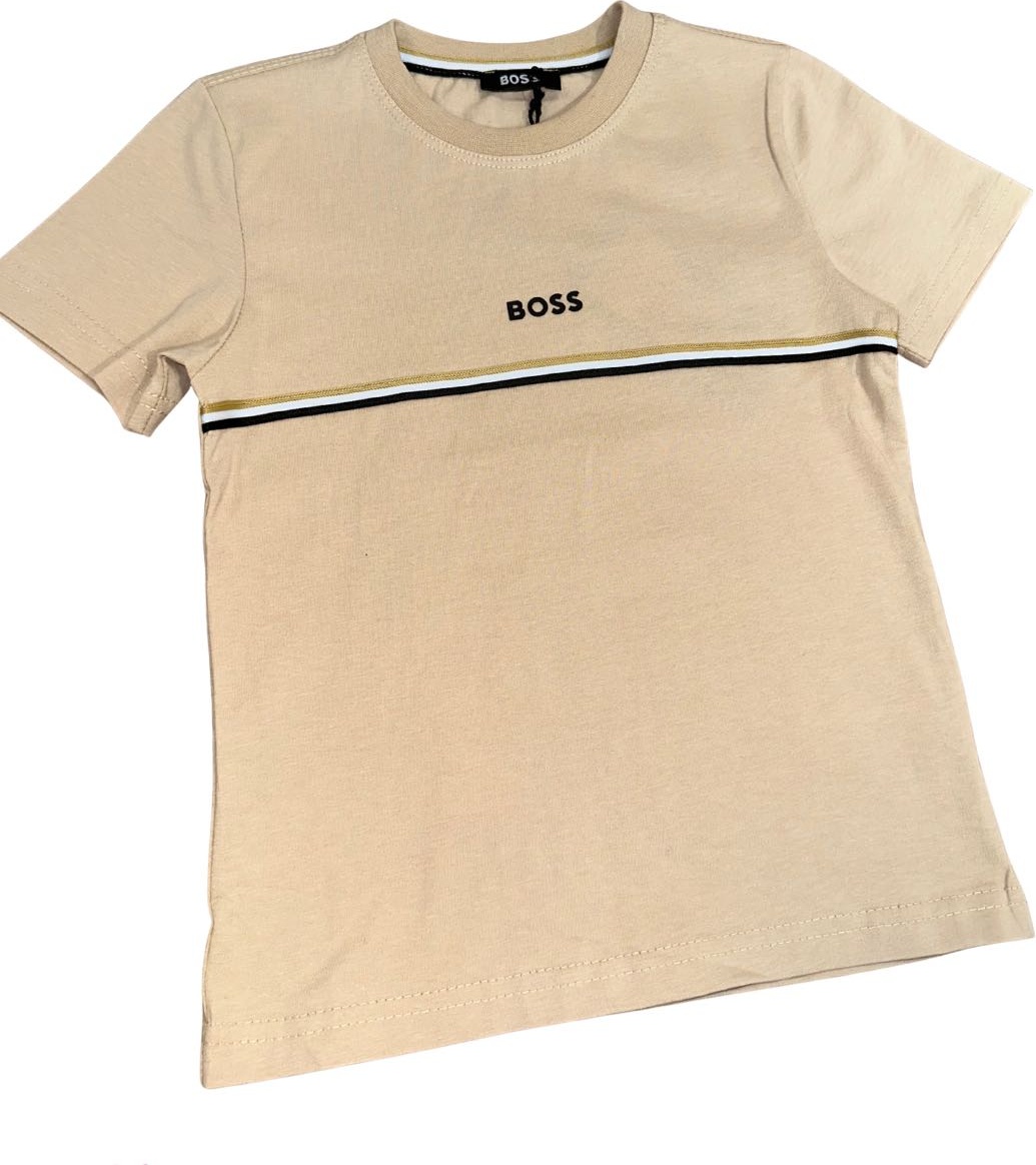 Футболка Логотип Бренда Hugo Boss бежевый