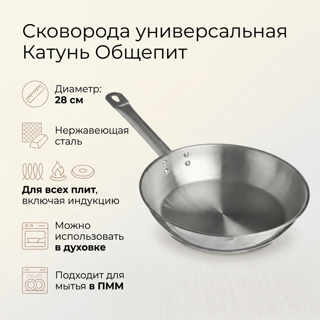 Сковорода Катунь Общепит 28 см , сталь