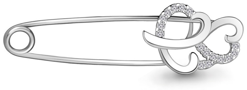 Брошь AQUAMARINE 665034 вес 0.89 г серебро, фианит