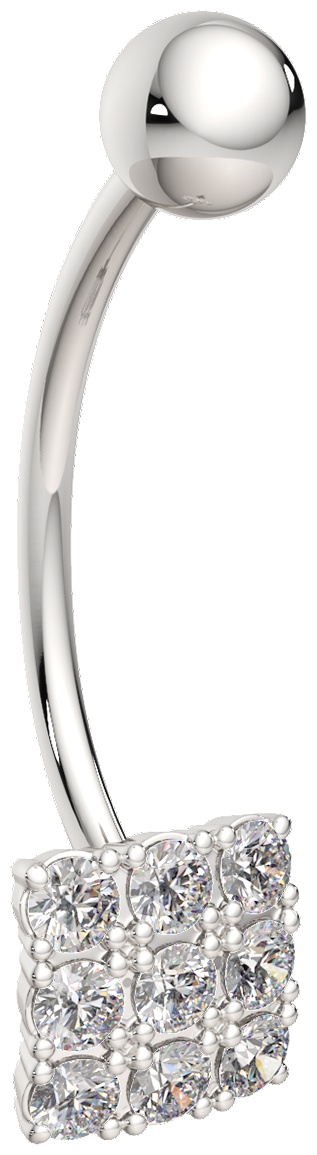 Банан Lucente Silver для пупка вес 1.05 г серебро, фианит