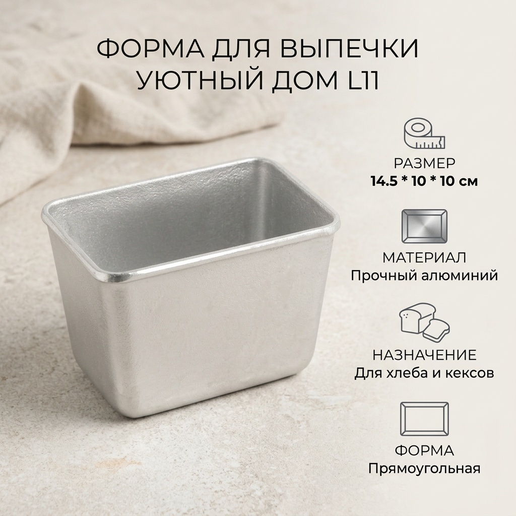 Форма для выпечки, для запекания, для хлеба, для кексов Уютный дом алюминий, 1 шт