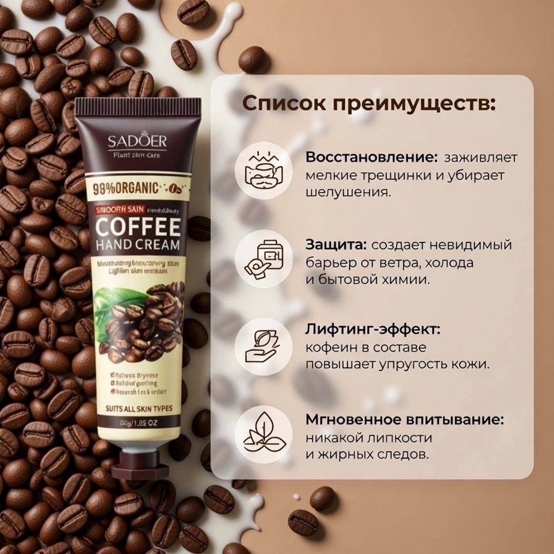 SADOER Coffee Hand Cream крем для рук 30 г, фото 2