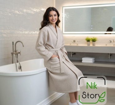 Вафельный халат NikStory бежевый