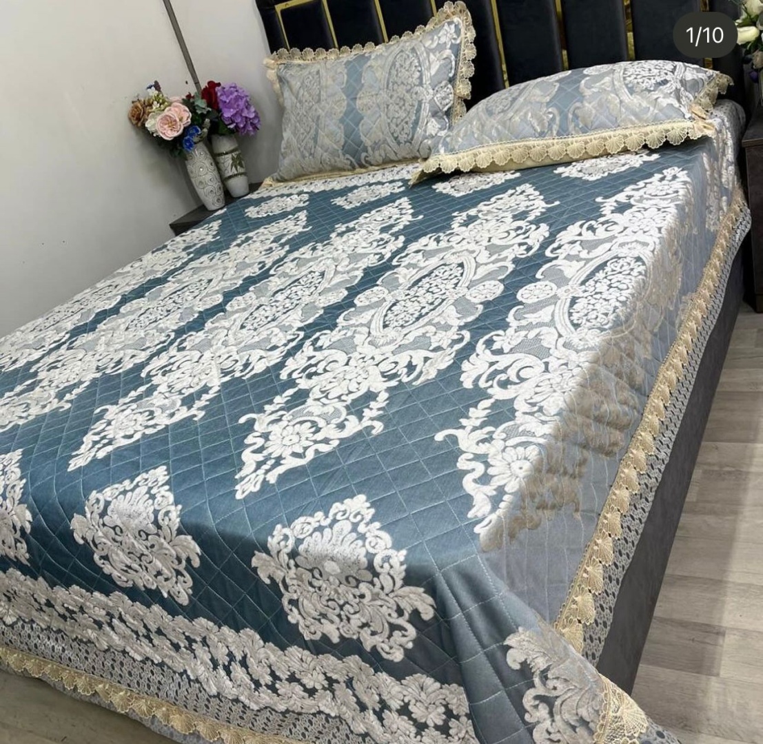 Покрывало с наволочками Annabelle Annabele 220х240 см, хлопок, жаккард, бирюзовый