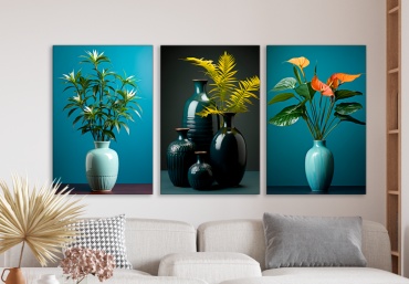 Room Art KZ модульная картина Ваза с растениями 180x90 см