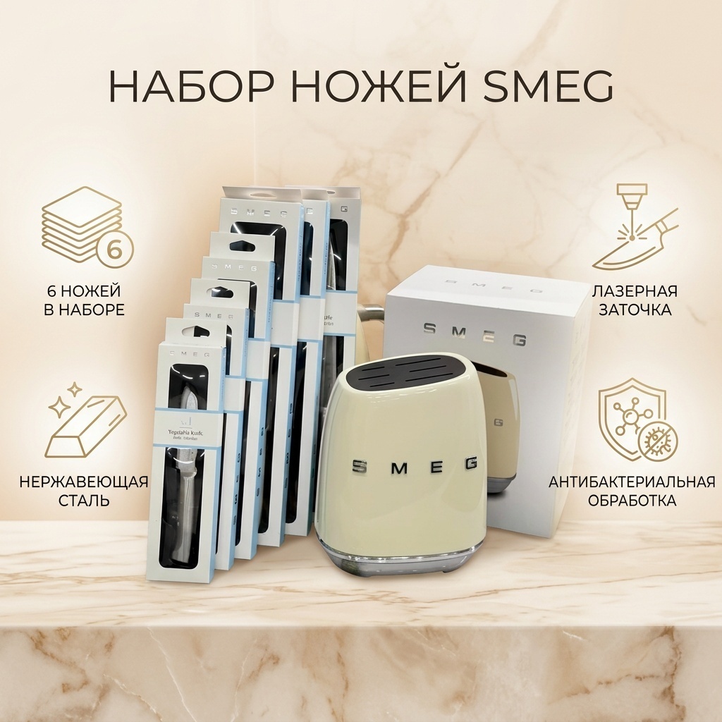 Нож разделочный , лезвие: нержавеющая сталь 6 шт