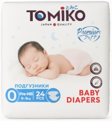 Подгузники Tomiko TOMIKO Premium Soft Подгузники на липучках NB (0-3 кг) 24 шт NB, 24 шт