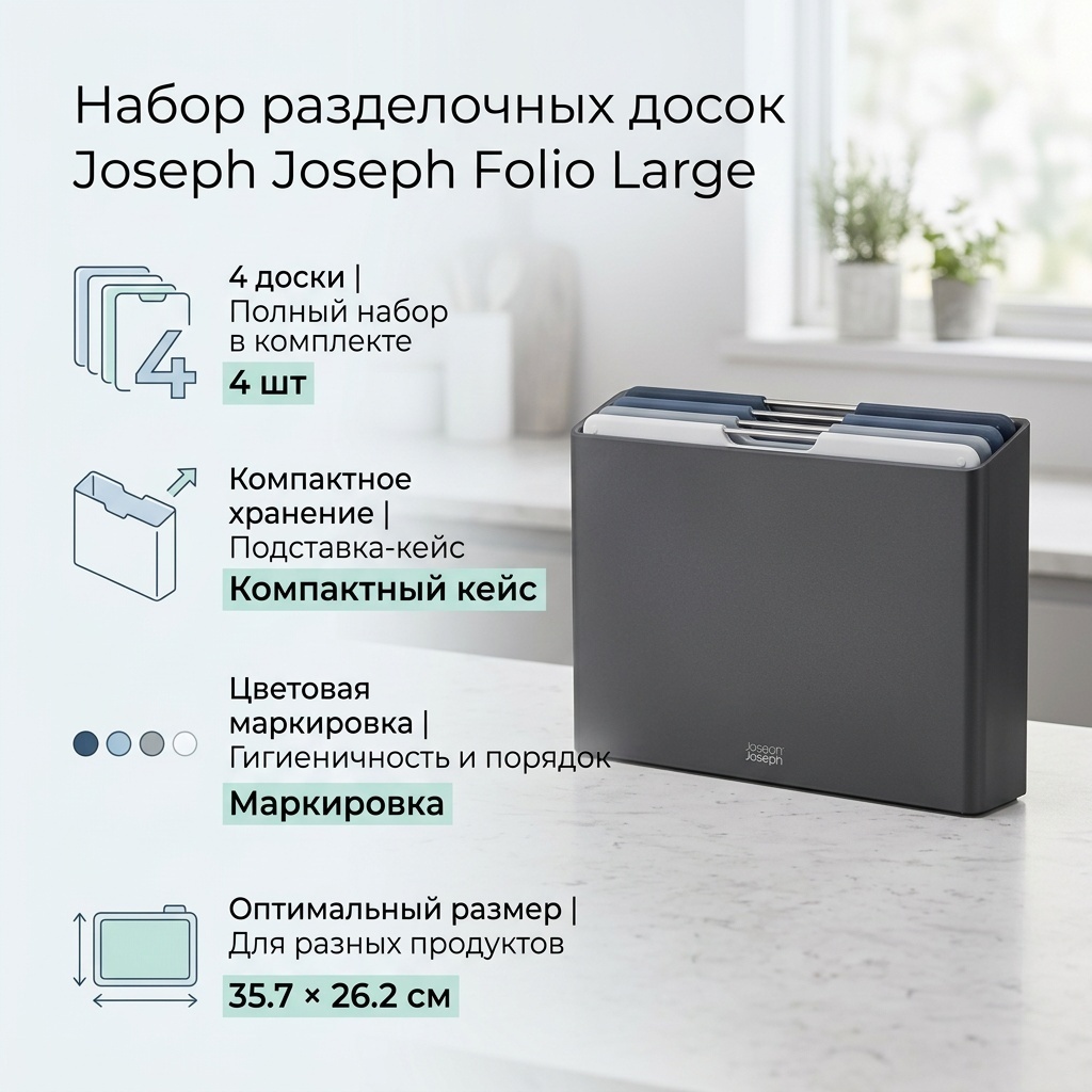 Joseph Joseph набор разделочных досок Folio Large 60184 4 шт, нержавеющая сталь
