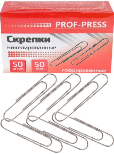 Скрепки Проф-Пресс СКР-3140, 50 шт, 50 мм, серебряный